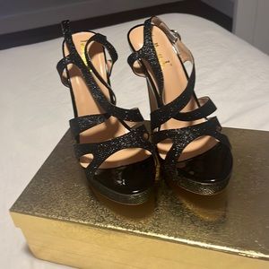 Platform Black Sparkling Heels. New- never used.